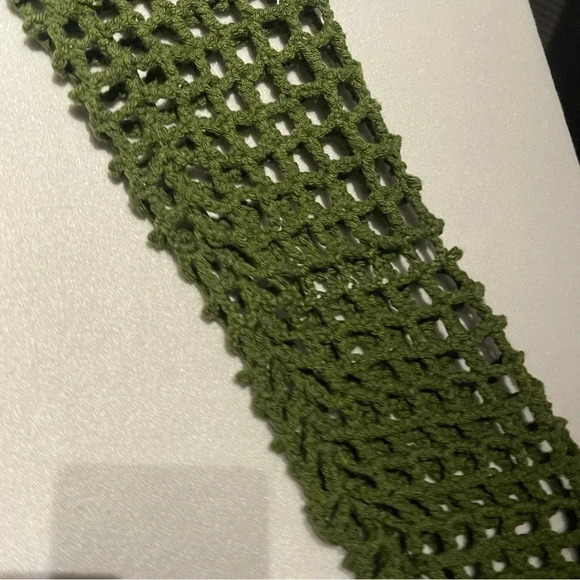 Handmade Green Crochet Long Sleeve Shrug Bohemian Beachy Coastal - Picture 6 of 7